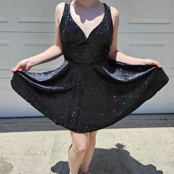 B Smart Black Sparkle Sleeveless Dress Size 15 - Picture 5 of 7